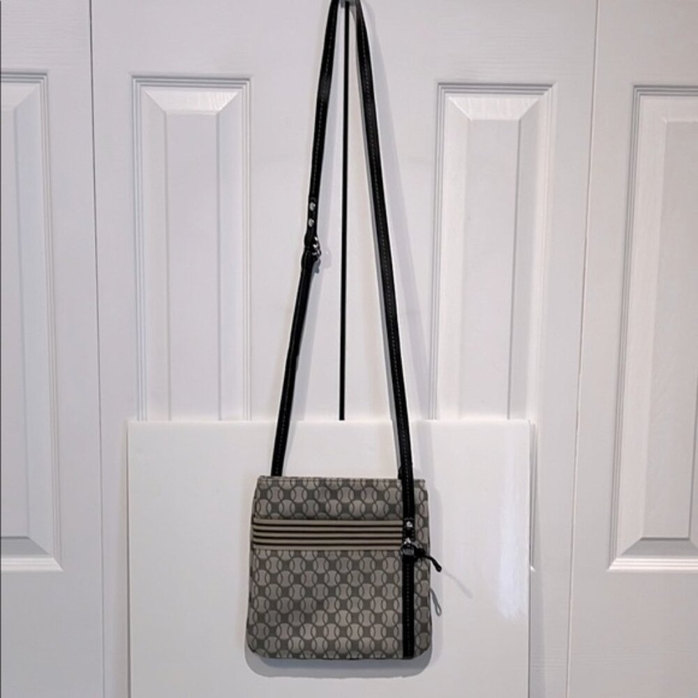 Lacoste Monogram Leather Strap and Trim Crossbody